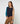 Pull col rond color block en laine mérinos - Marine